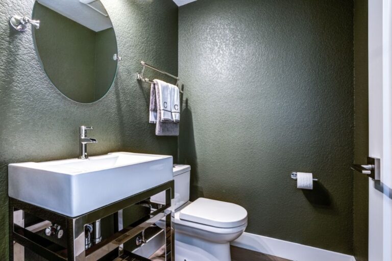 dark gray powder room