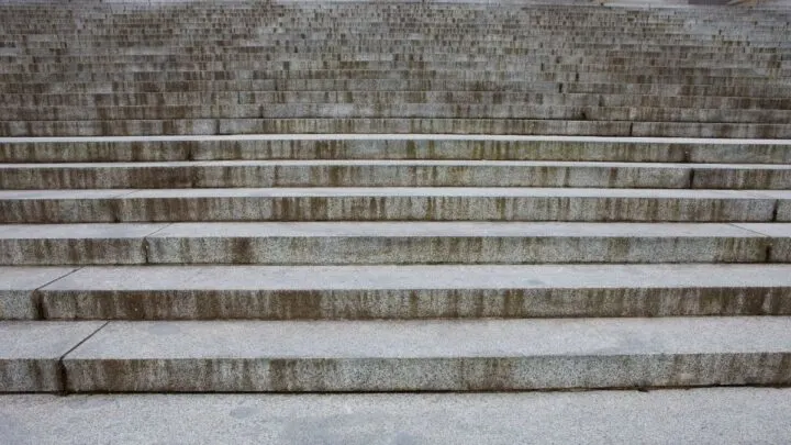 many concrete stairs
