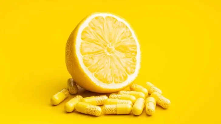 Vitamin capsule made of lemons