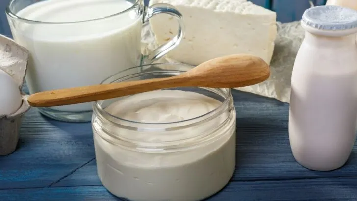 Dairy products on a table