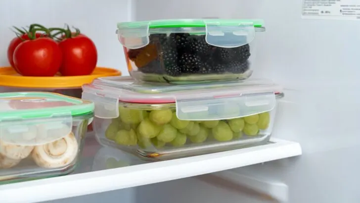 food storage containers in refrigerator