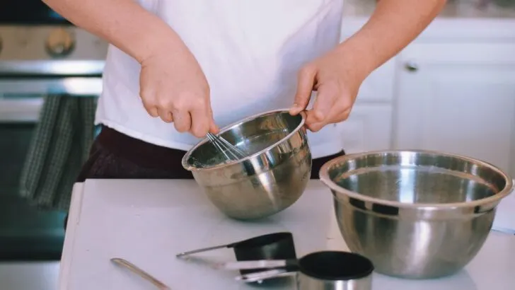 mixing pancake batter