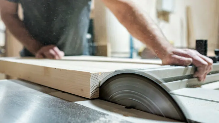 Man cutting wood